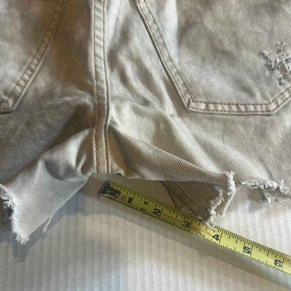 NWT Free People We the Free tan Jean Shorts with Colorful Embroidery cutouts - Picture 6 of 12